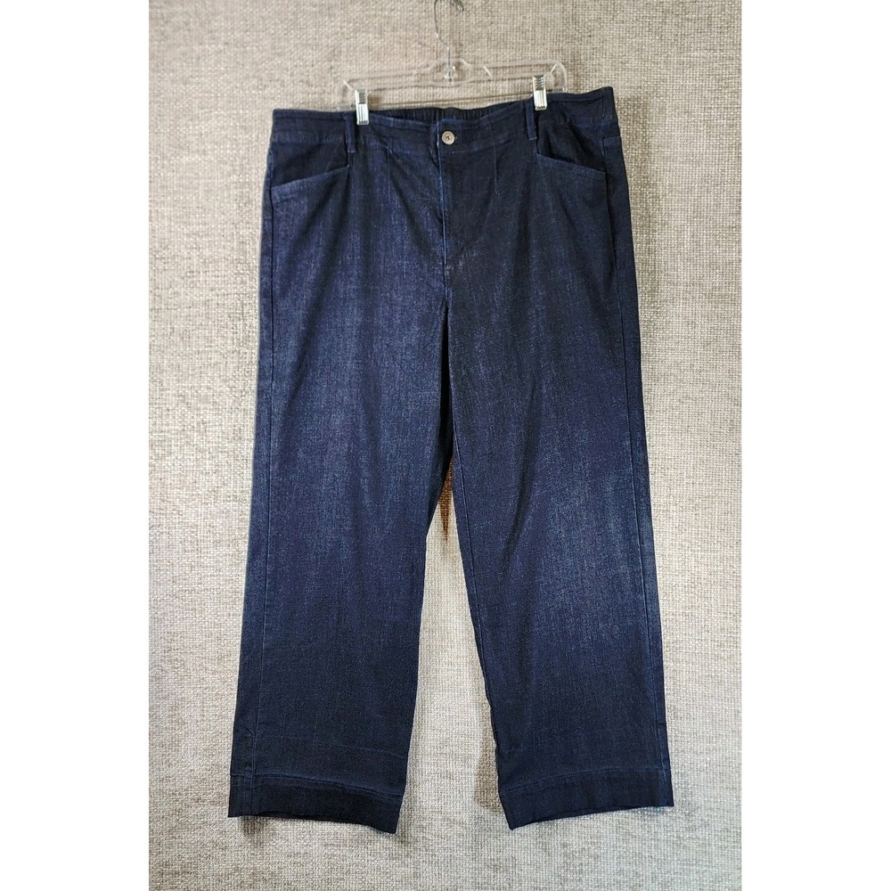 J.Jill High Rise Wide Leg Jeans Womens 22 Dark Blue Denim Stretch 42x30